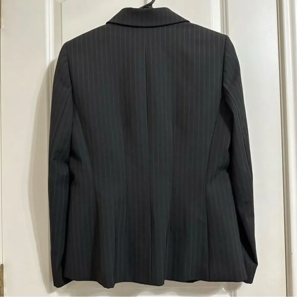 ANTONIO MELANI PINSTRIPE 2 BUTTON‎ LONG BLAZER BLACK CAREERWEAR 6